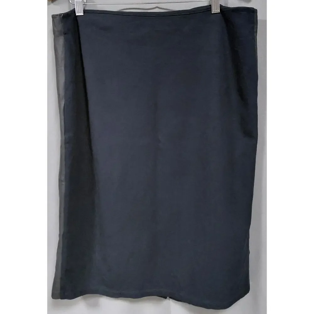 Eileen Fisher Leather Knit Pencil Knee Length Stretch Skirt Women Size L